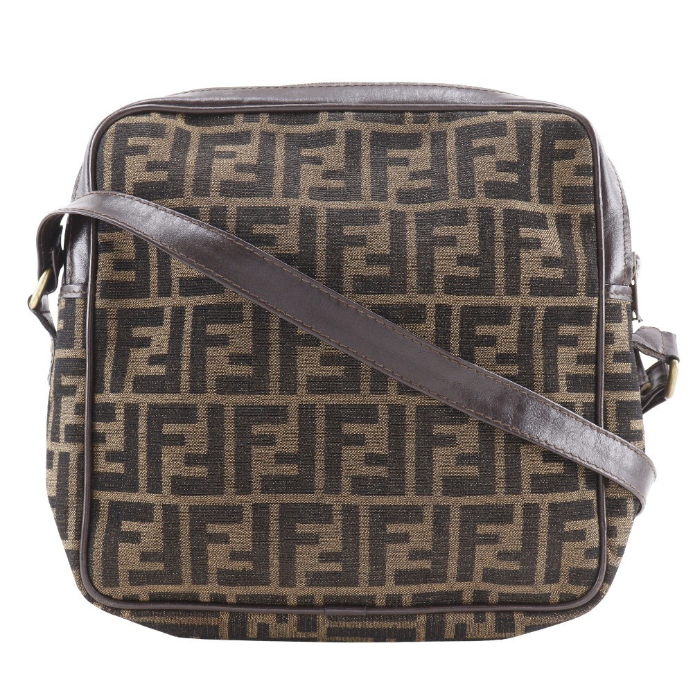 Fendi Zucca shoulder bag nylon canvas brown zipper